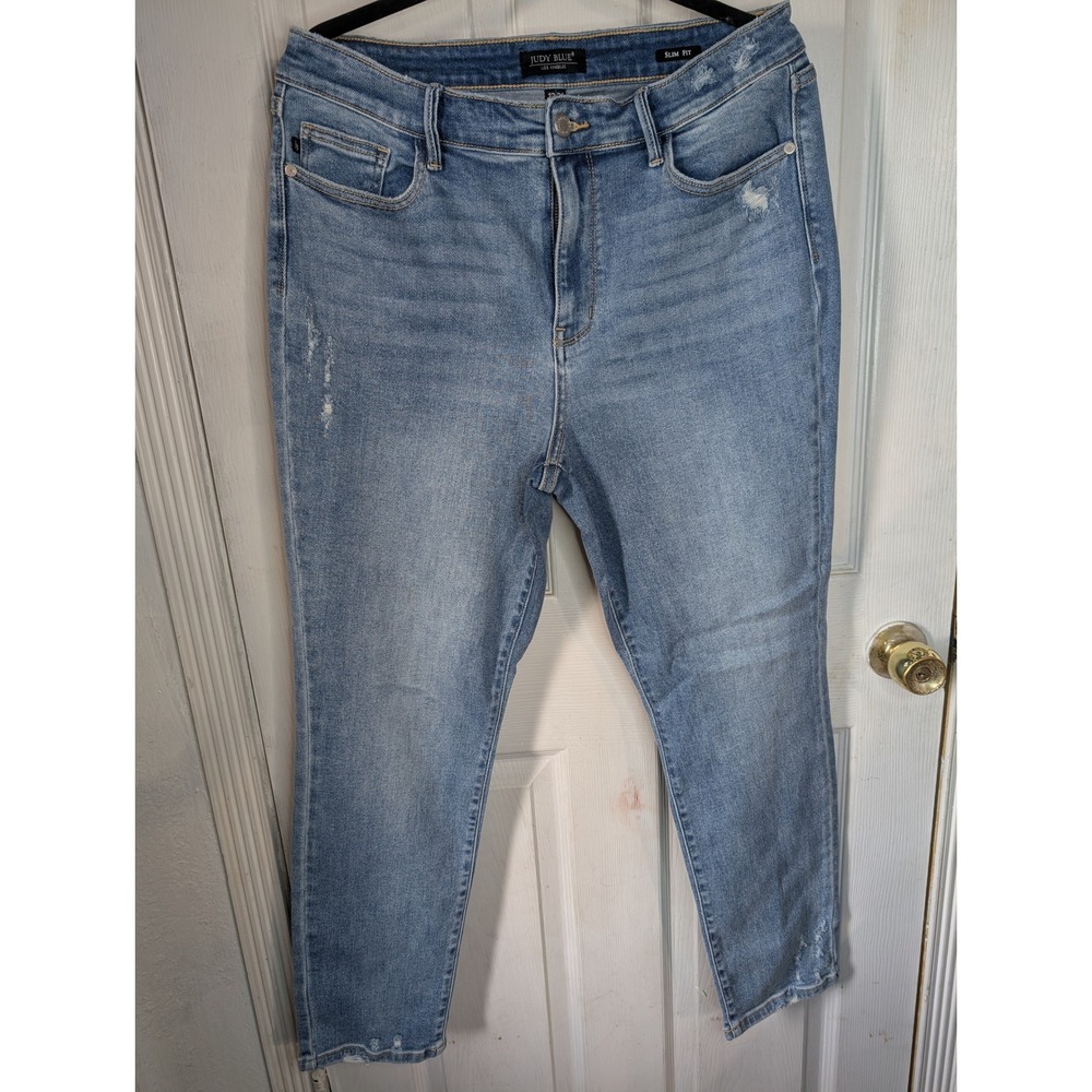 Seven7 Ankle Skinny Jeans Distressed Denim Light‎ Wash Casual Size 14 0187